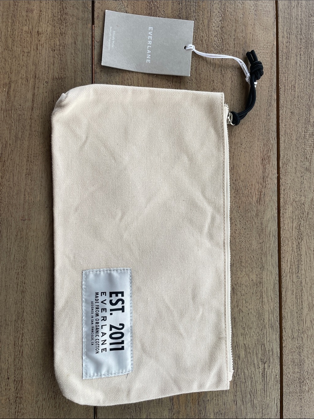 Everlane Cream Canvas Toiletry Pouch with Black Cord